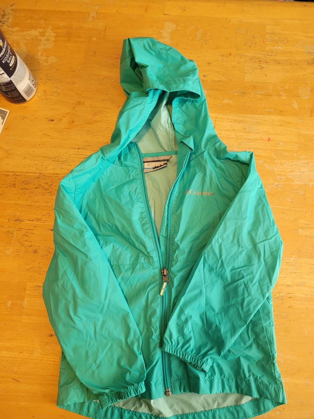 Columbia Girls' Teal Hooded Rain Jacket